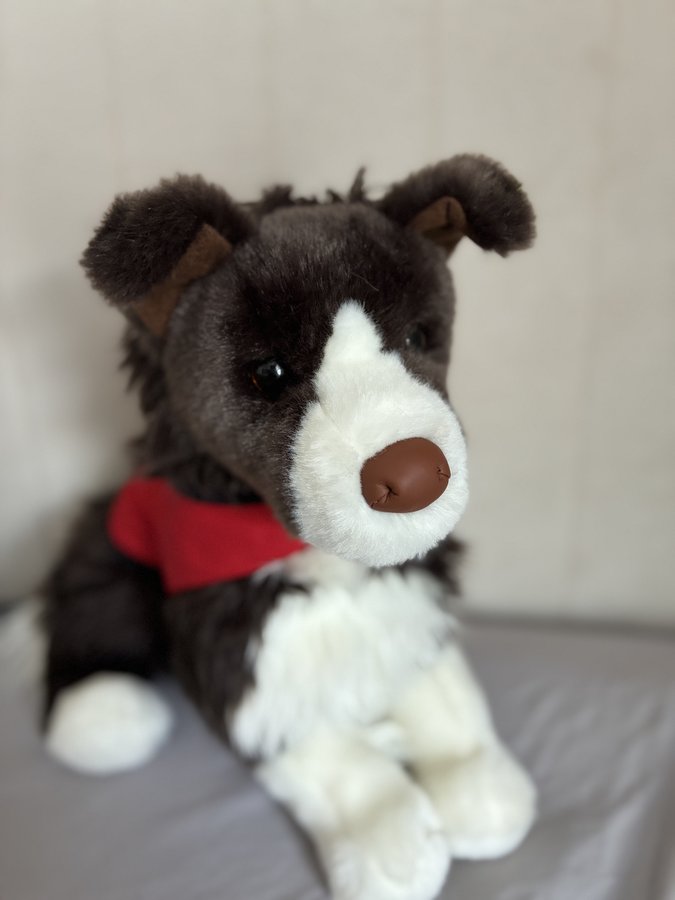 Patrol Pup Gravy the Border Collie plush — dark and white with a red bandana