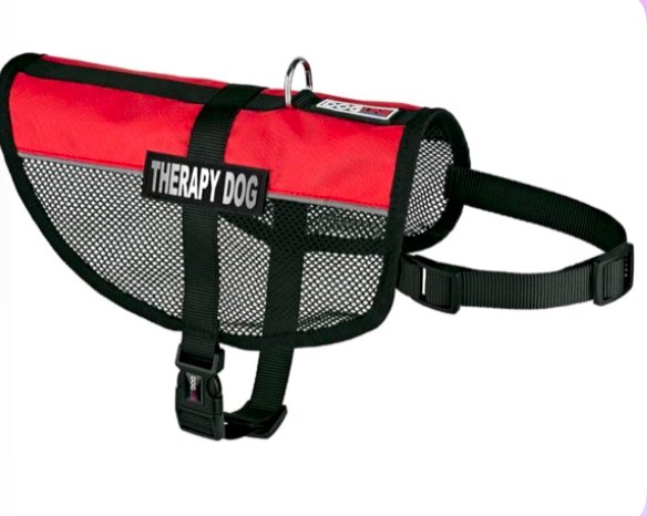 Red mesh therapy dog harness, breathable and lightweight